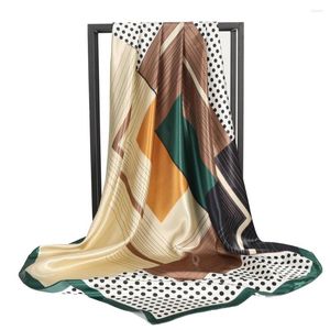 Foulards En Gros De Mode Foulard Soie Satin Cou Écharpe Femmes Imprimer Hijab Écharpes Femme 90 90 cm Carré Châles Et Wraps