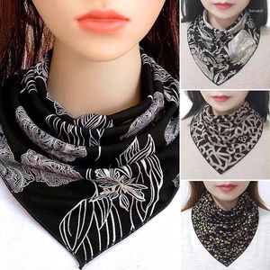 Foulards d'hiver couvre-cou imprimé floral bouton bavoir protection triangle foulard pour femmes faux collier garde foulard en soie