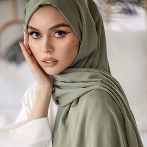 Foulards Femmes 100% Rayonne Crinkle Écharpe Coton Rides Musulman Hijab Wraps Bandeau Long Pashmina 14 Couleur 18095 cm 1 PC Détail 230922