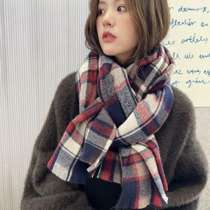 Bufandas Bufanda de invierno para mujer Neto Rojo Versión coreana Espesado Cálido Cuadros Todo-fósforo Estudiante