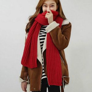 Foulards femmes hommes écharpe coréenne laine étudiante longue épaisse chaud tricot hiver rouge bleu noir gris blanc