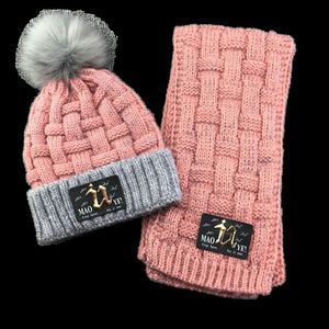 Écharpes Wraps Chapeaux Écharpes Gants Ensembles Enfants Hiver Polaire Doublé Bonnet Écharpe Ensemble Patch U Épais Plaid Bonnet Scaft pour Filles 3 10 Ans 220921