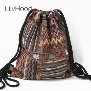 Sacs d'école 2024 Femmes Fabric Sac à dos Femme Gypsy Bohemian Boho Chic Aztec Ibiza Tribal Cottage Tribal Cottage Soft Brown