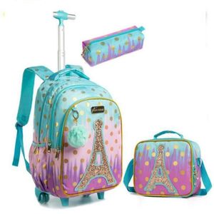 Sacs d'école enfants sac à dos roulant sac à roulettes pour filles SchooTrolley roues enfants voyage bagages Trolley242M