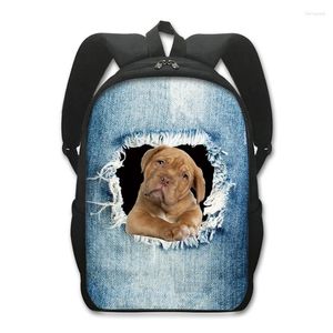 Bolsas escolares de mochila de patrón de perro vaquero adecuado para estudiantes de primaria y medias niñas de niñas gran capacidad