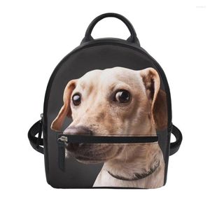 Bolsas de la escuela Diseño de perros Mujeres Pequeñas mochila Fashion PU Leather para adolescentes Viajes femeninas Zaino Donna