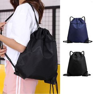 Sacs d'école Mesh Cordon Sac à dos Sac Basketball Sports Gym Hommes Noir Rolling Boys