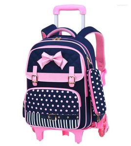 Sacs d'école sac à dos à roulettes pour filles sac à roulettes chariot à bagages primaire cartable pour enfants sur roues sac à livres