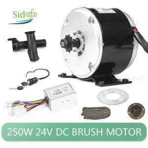 Schroevendraaiers Ebike Kit de moteur à brosse à courant continu 24 V 250 W Contrôleur d'accélérateur 65 T Dent Kit de conversion de vélo pour scooter électrique Moteur à balais électrique