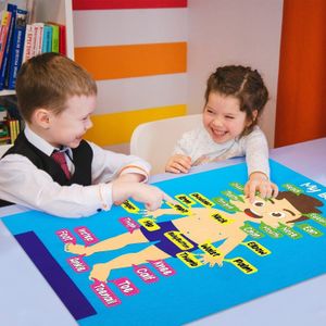 Science Discovery Felt Montessori Baby Busy Board Corps humain Biologie préscolaire Jouets d'apprentissage précoce avec 30 parties du corps amovibles 230227