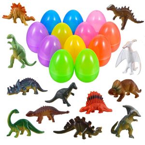 Science Discovery UNOMOR 12 Pack Modelos de dinosaurios coloridos Huevos de dinosaurio de Pascua para favores de fiesta Niños Educación temprana Y2303