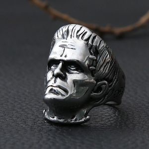 Science Fiction Goth Frankenstein Steel Anneaux pour hommes Punk Horror Scientist Biker 14k Gold Skull Men Men Ring Bijoux