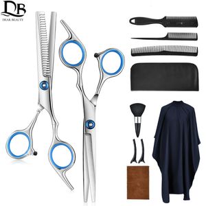 Ciseaux Ciseaux Professionnel Coiffure Kit En Acier Inoxydable Barber Queue Peigne Cheveux Cape Coupe Styling Outil 230809