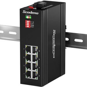 SCODENO Industrial 8 Port Gigabit Interrupteur de réseau Ethernet non géré pour l'automantie industrielle de surveillance IoT en plein air IP40