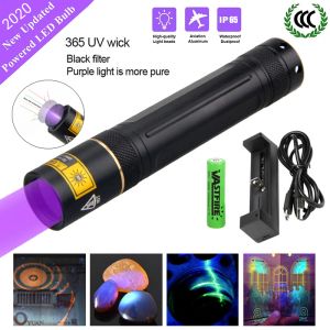 Scopes 5W Tactical Hunting Lampe de poche UV Pen Light 365NM Ultraviolet Blacklight Detector for Dog Urine + 18650 Battery + USB Charger