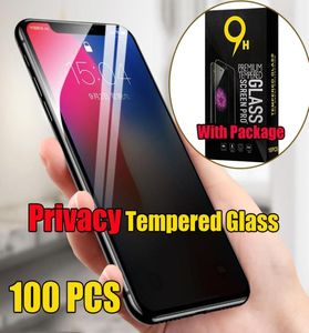 Protecteur d'écran pour iPhone 14 Pro Max 13 Mini 12 11 xs xr x 8 7 6 Plus SE Privacy Temperred Glass Private Anti Spy Glare Film Guar4237118