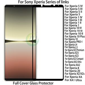 Protecteur d'écran Couverture Complète En Verre Trempé Imprimé En Soie Pour Sony Xperia 20 10 8 5 IV III II Xperia 10 Plus L3 L4 Pro-I XZ Premium XZ1 XZ2 XZ3 Compact XA 1 2 Ultra Pro