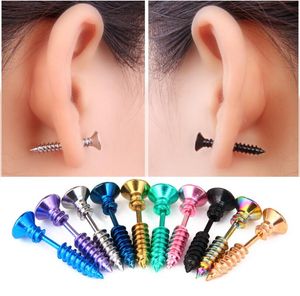 Colorful Unisex Screw Earrings Titanium Steel Screw Ear Studs Body Piercing Jewelry For Men and Women