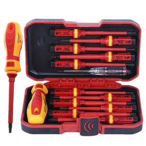 Screwdrivers 13/Pcs VDE insulated screwdriver kit 1000V slotted Phillips screwdriver kit with test pen electrician hand tool 230410