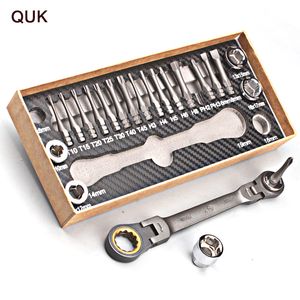 Tournevis QUK 23 Pcs Clé Torx À Cliquet Ensemble Universel Réglable Double Clé Douilles Embouts De Tournevis Voiture Vélo Réparation Outils À Main 230724