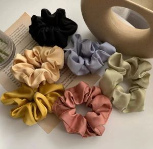 Scrunchies anillo elástico banda para el cabello color sólido burbuja elástica deportes baile seda suave encantadora banda para el cabello Cola de Caballo Titular