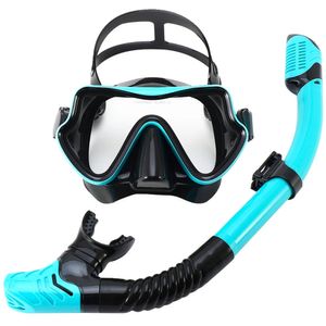 Scuba Mask Snorkel Juego de snorkel para adultos Kit de entrenamiento de natación de engranajes panorámicos de vidrio templado 240407