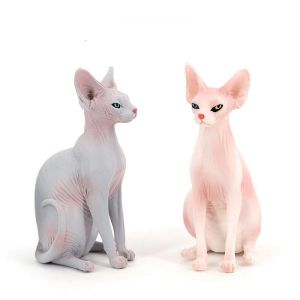 Esculturas Figura de Gato BUFSphinx, Modelo de Gato sin Pelo Canadiense, Juguete Animal de simulación para niños, Figura de Adorno de Gato para Mascotas