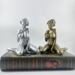 Esculturas Sexy Nude Girl Statue Resina Femenina de escultura Arte decoración de la mesa de bronce mujer desnuda figura figurina sala de inicio decoración única