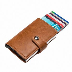 Se CRID RFID Wallet Men's Slim Busin Card Case Creativo Automático Pop Up Titular de la tarjeta de crédito bancaria para mujeres Carteras de tarjetas de metal M35h #