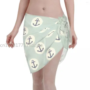 Sea Elements Anchor Short Sarongs Couvreurs de maillots de bain Femmes Femmes Sheer Beach Jirts Bikini Cover-Up Sarong
