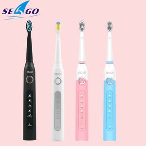 SEAGO Cepillo de dientes eléctrico Cepillo de dientes sónico Temporizador inteligente Seguridad Impermeable Recargable para adultos con 3 cabezales de reemplazo sg507 C18112601
