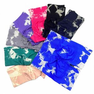 Seaml Tie Dye Bleach Butt Lift Sport Sports for Women Summer Summer Summer Fitn Fitn Ciclismo Ciclismo Shorts Gym Sorths Mujer X9Hz#