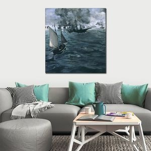 Paysage marin toile Art bataille de Kearsage et Alabama Edouard Manet peintures à la main romantique moderne chambre décor