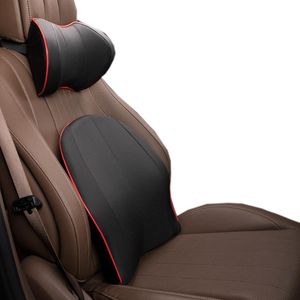 Cojines de asiento Soporte lumbar Cojín Almohada trasera del coche Memoria Espuma Fibra Cuero Dolor Silla Cuello Cabeza