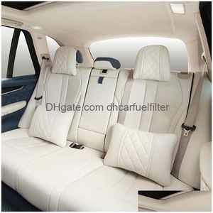 Cojines de asiento Premium Nappa Leather Car Rest Cojín Reposacabezas Cuello Almohadas para Benz Maybach Sclass Almohada Accesorios Drop Delivery Dhigh