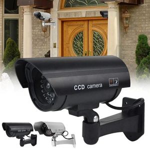 Sécurité faux caméra factice du bureau à domicile Imitation CCTV clignotant Ir Red LED étanche à l'extérieur en plein air argent noir