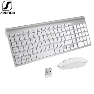 SeenDa 2.4G Inalámbrico Silencioso y Mini Multimedia Juego combinado de mouse de teclado de tamaño completo para computadora portátil PC de escritorio