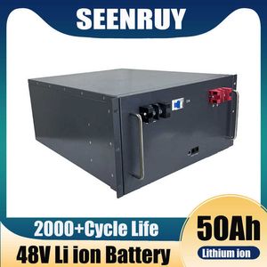 Batería SEENRUY de iones de litio 48V 50AH, aplicación Bluetooth, comunicación BMS RS485 para inversor de 4000W, energía Solar Scotter + cargador 10A