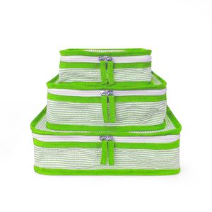 Organisateur de sac en Seersucker vert, 20 pièces, Cubes d'emballage d'entrepôt GA, ensemble de sacs de voyage 3 en 1, sacs d'emballage de bagages de 3 tailles, DOM2444