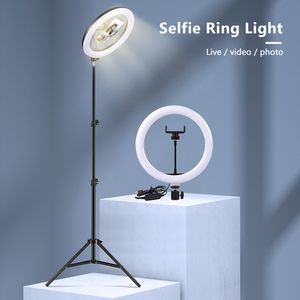 Luces para selfies Luz de anillo para selfies de 10 pulgadas con trípode opcional Luz de relleno de pografía Lámpara de anillo LED Luz de anillo para grabación de video Transmisión en vivo 230904