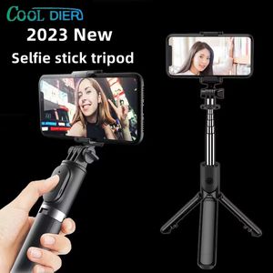 Selfie Monopods COOL DIER Wireless Bluetooth Selfie Stick Tripod With Remote Shutter Foldable Phone holder Monopod For Smartphone 230904