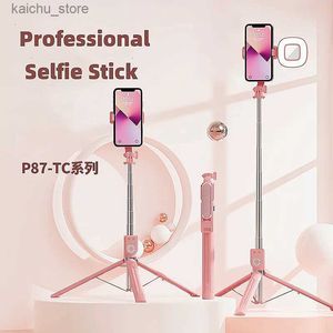 Selfie monopodes mi zoom trépied selfie sticks support métal stable bluetooth télécommande shoting beauty léger photo selfie stick support y240418