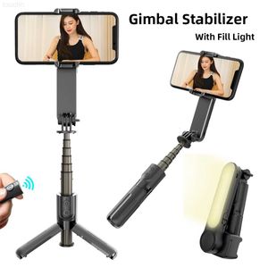 Selfie Monopods Stabilisateurs Mini stabilisateur de cardan portatif avec lumière de remplissage télécommande sans fil portable selfie bâton trépied support de téléphone pour SmartpL20309013