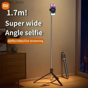 Selfie Monopods Wireless Selfie Stick Plegable Portable para Android Iphone Altura de teléfono inteligente Ajustable a 66.93 pulgadas con control remoto Y240418