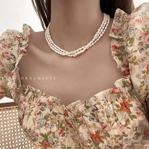 Vendre 100% Natural Baroque d'eau douce Perle 14K remplie d'or Femelle à trois couches Collier Collier Chaînes Cadeaux 240429