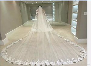 Vendez 12 mètres de voiles de mariage avec bord d'applique en dentelle longue longueur de cathédrale voiles une couche de tulle sur mesure voile de mariée avec 2281260