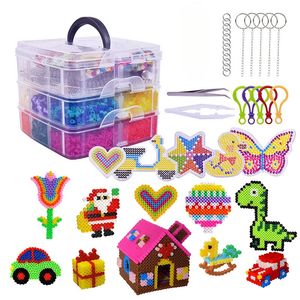 Venta de cuentas Hama de 5mm, combinación pequeña cuadrada de tres capas de cuentas derretidas de frijol, juego de bricolaje, juguetes de tablero perforado para niñas 240129