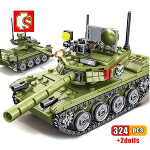 SEMBO 324 pièces ensembles militaires char de combat principal ww2 blocs de construction figurines d'armes armée ville éclairer briques jouets pour enfants cadeau X0902