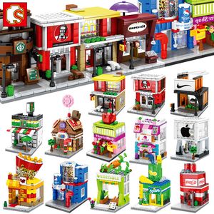 SEMBO Mini Street Store Building Blocks Cute Micro Shop Model Ice Cream Assembly Bricks Children Education Christmas Gifts Birthday Toys For Kids