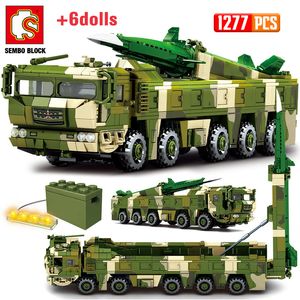 SEMBO WW2 camiones de misiles modelo de vehículo bloques de construcción ciudad militar batalla ejército coche soldado figuras ladrillos juguetes para niños X0102